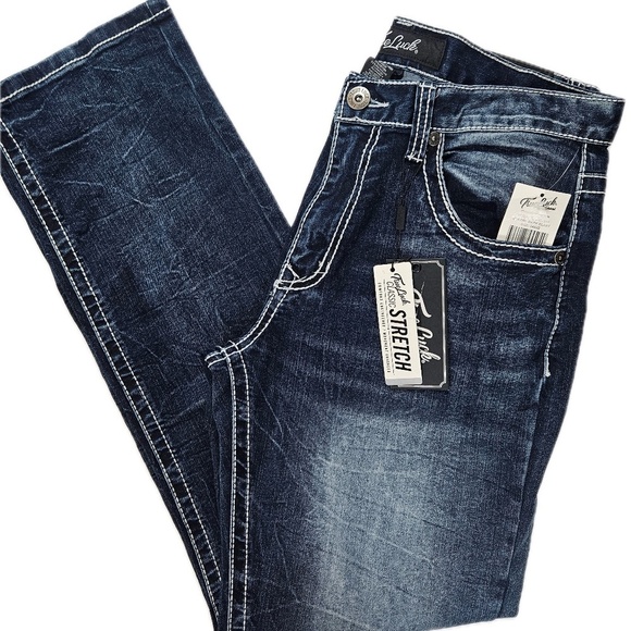 True Luck Jeans Mens 34 x 32 Classic Stretch 5 Pocket Bootcut‎ Dark Blast NEW - Picture 1 of 12